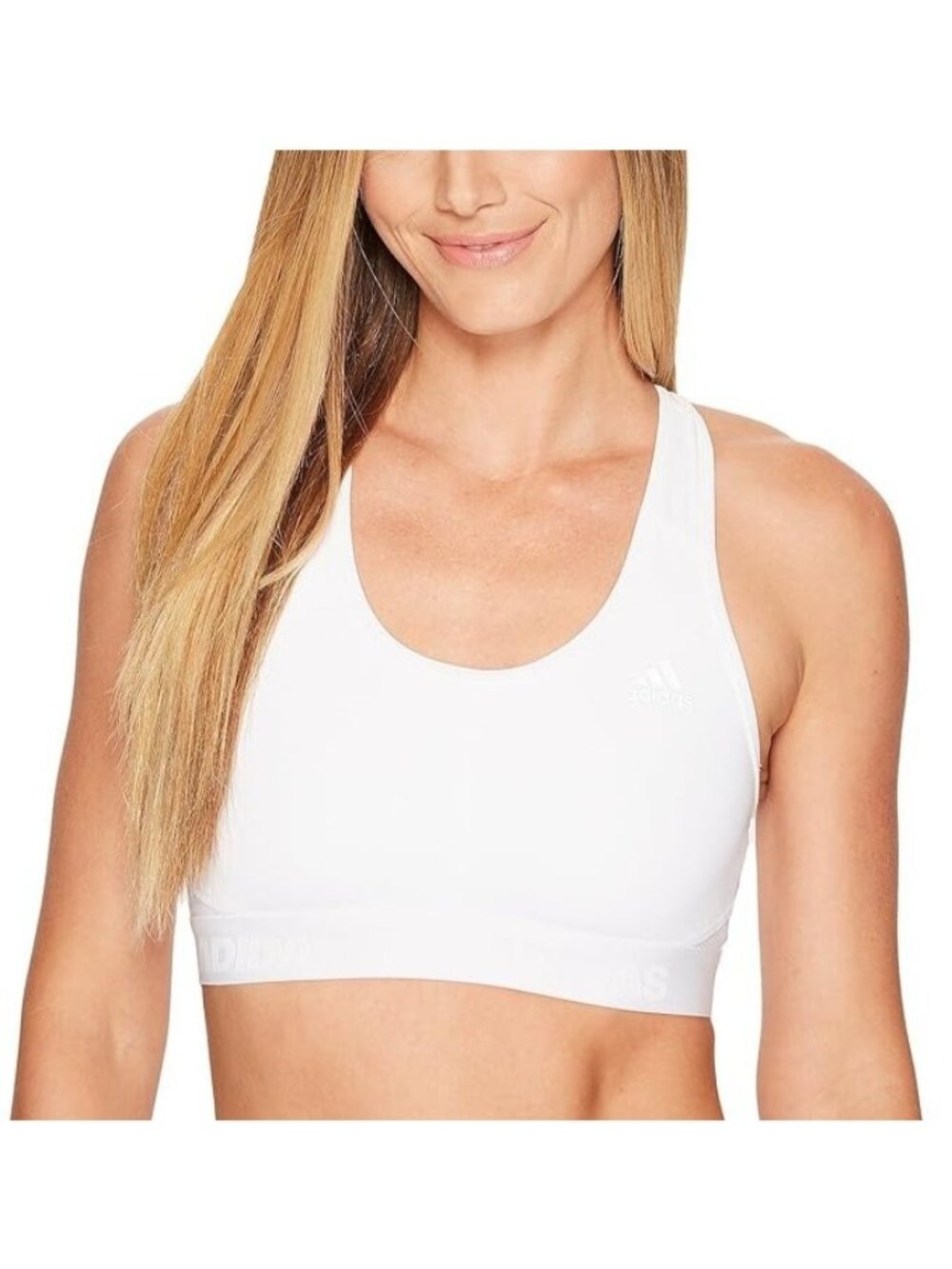 Adidas Women's White Medium Support Mesh Sports Bra - Size Small